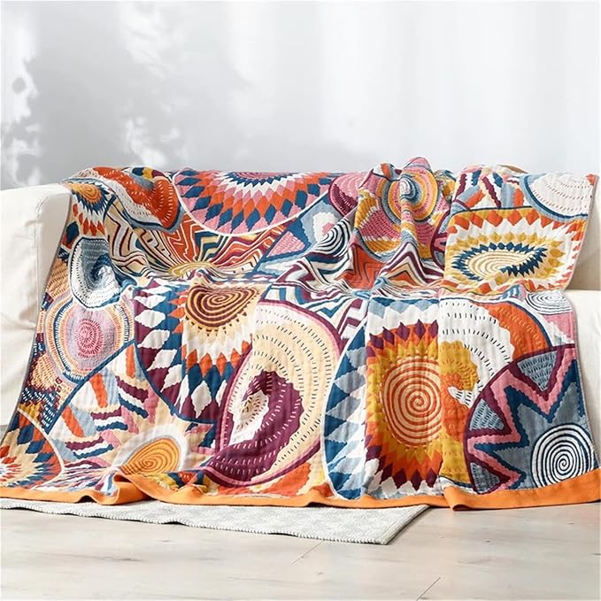 MSGKV Boho Throw Blanket for Couch 50"x60" 100% Cotton Sofa Blanket Spring - Image 2