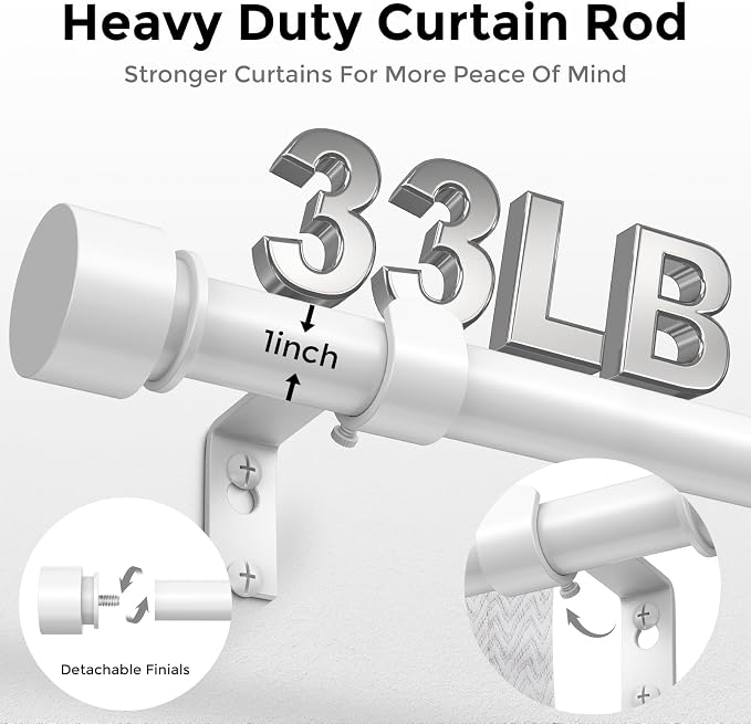 Modern White Curtain Rods 2 Pack - Image 3