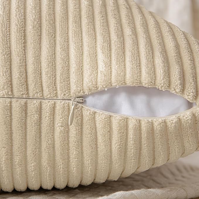 MIULEE Cream Decorative Euro Sham Pillow Covers 24x24 Inch - Image 3