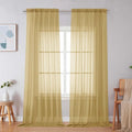 Simplebrand Gold Sheer Curtains 96 Inches Long, Light Filtering Rod Pocket by Simplebrand