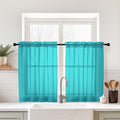 Turquoise Small Sheer Curtains 2 Panels Set, Kitchen Curtains 36 Inch Length by Home