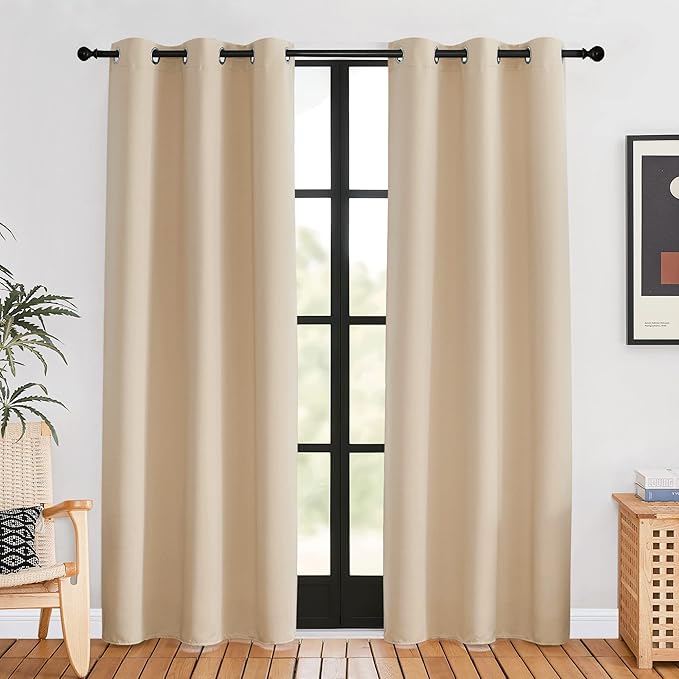 NICETOWN Room Darkening Draperies Window Curtain Panels, Biscotti Beige by NICETOWN