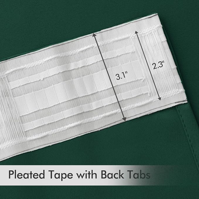 MIULEE Christmas Hunter Green Back Tab Blackout Curtains 108 Inch Long 2 Panels - Image 4