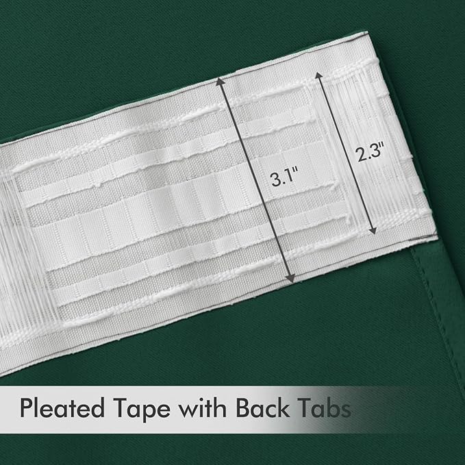 MIULEE Christmas Hunter Green Back Tab Blackout Curtains 102 Inch Long 2 Panels - Image 4