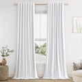 Guken White 100% Blackout Linen Curtains 144 Inch Length 2 Panels Set by Guken