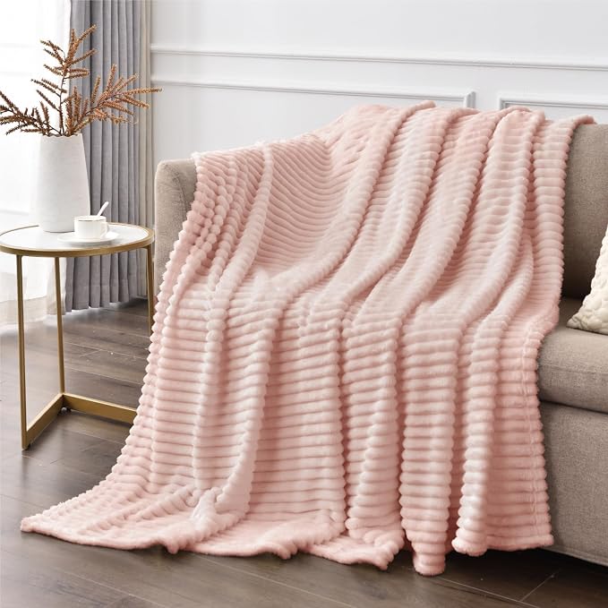 BEDELITE Fleece Throw Blanket for Couch – 3D Ribbed Jacquard Soft and Warm - Image 4