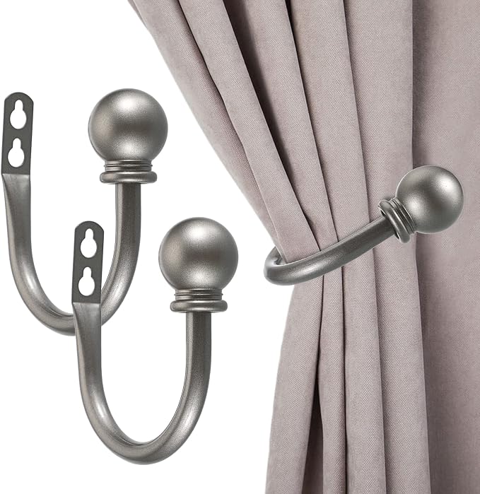 Sumnacon Set of 2 Decorative Curtain Holdbacks, Wall Mounted Aluminum Alloy by Sumnacon