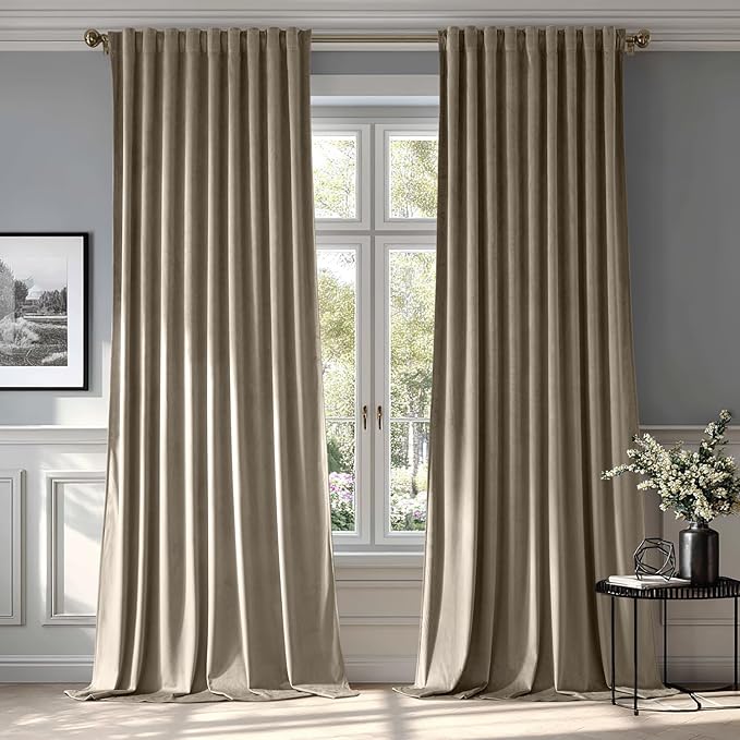 MIULEE Taupe Velvet Curtains 90 inches by MIULEE