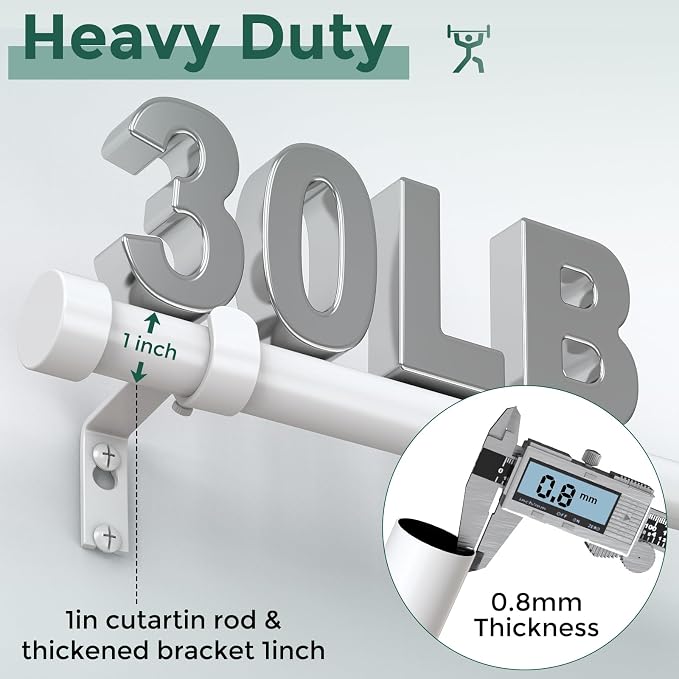 VOIIY 2 Pack Curtain Rods for Windows 28 to 48 Inch, Modern Adjustable Heavy - Image 3