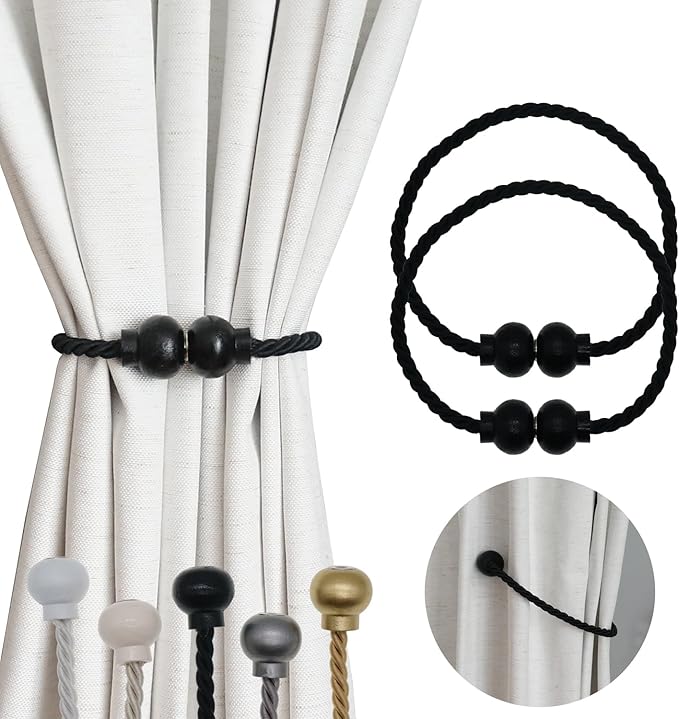 2 Pack Magnetic Curtain Tiebacks Modern Handmade Rope Curtain Tie Backs by HIASTRA
