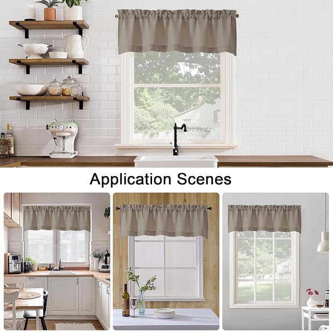 Chyhomenyc Stone Beige Valance for Windows, Light Filtering Faux Linen Textured - Image 7