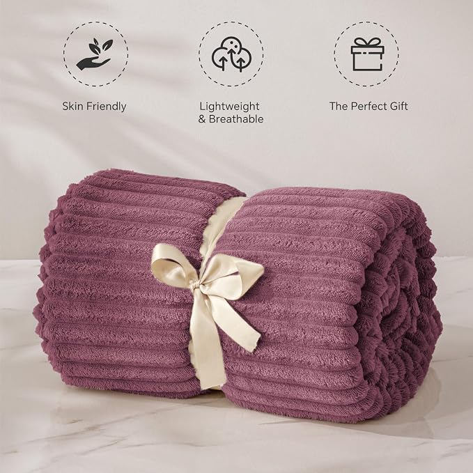 BEDELITE Fleece Blanket Twin Size – 3D Ribbed Jacquard Soft and Warm Decorative - Image 4