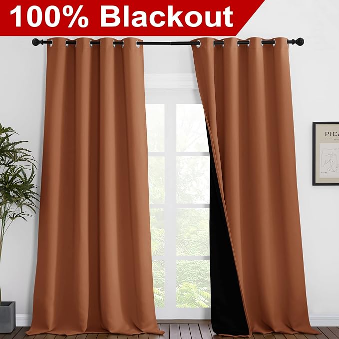 NICETOWN Full Shading Curtains for Windows, Super Heavy-Duty Black Lined - Image 2