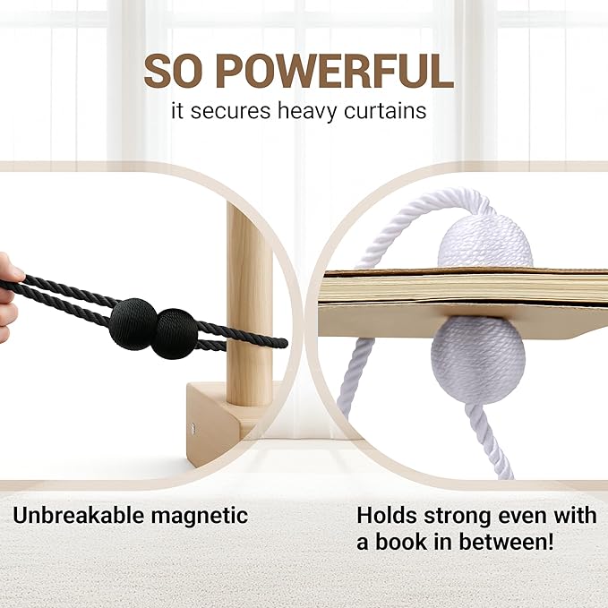 Hion Magnetic Curtain Tiebacks Black 2pcs, Curtain Tiebacks Buckles Holdbacks - Image 5