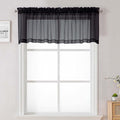 Lecloud Black Sheer Valances for Windows 18 Inch Length 2 Pcs, Cafe Kitchen by Lecloud