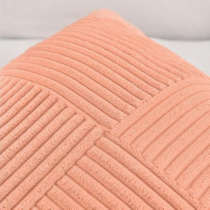 Fancy Homi 2 Packs Peach Samll Decorative Throw Pillow Covers 12x12 Inch - Image 3