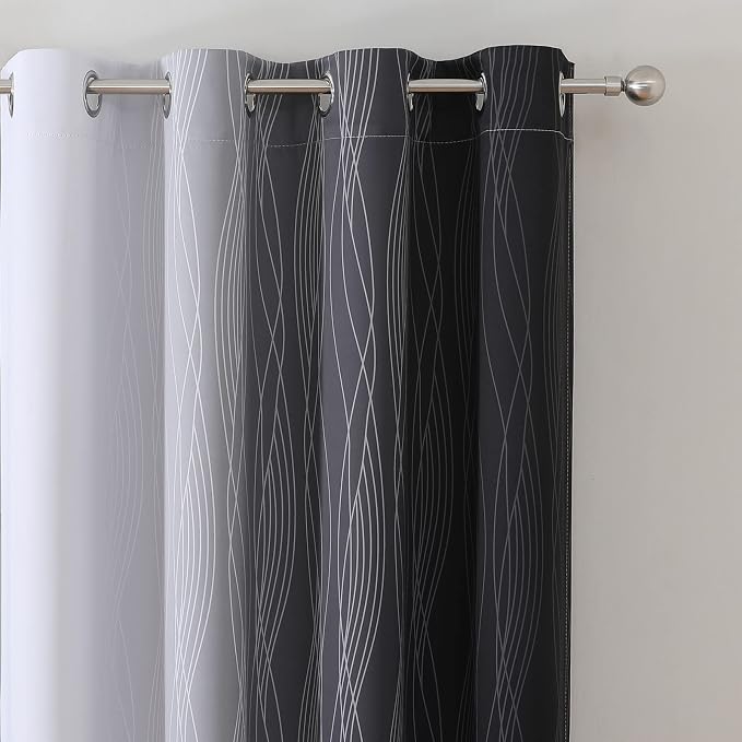 Estelar Textiler Ombre Greyish White and Black Blackout Curtains & Drapes 54 - Image 4