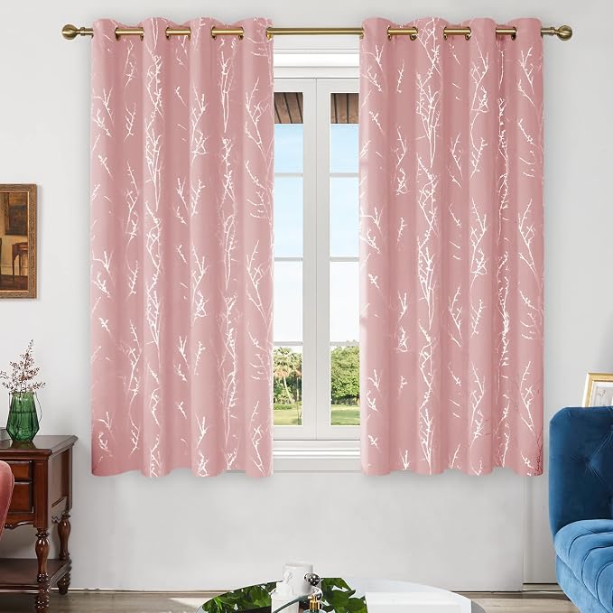 Deconovo Pink Curtains, Thermal Insulated Soundproof Privacy Curtain, 52 x 63 - Image 2