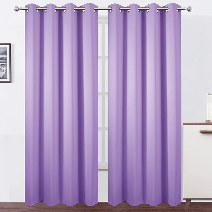 LEMOMO Blackout Curtains 52 x 95 inch/Lavender Curtains Set of 2 Panels/Thermal by Lemomo