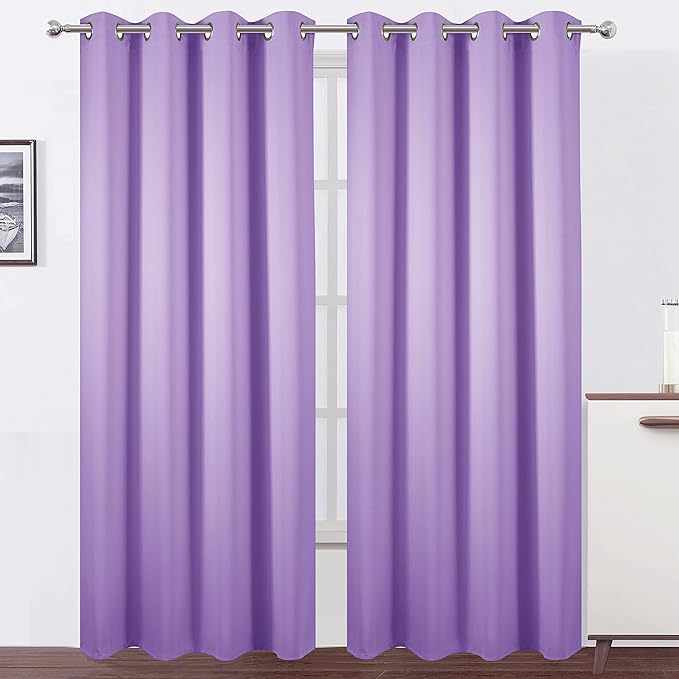 Blackout Curtains 52 x 95 inch/Lavender Curtains Set of 2 Panels/Thermal by Lemomo