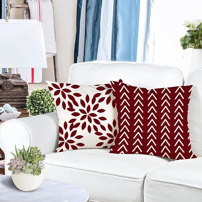 YCOLL Christmas Pillow Covers 18x18 Set of 4, Modern Sofa Throw Pillow Cover - Image 3