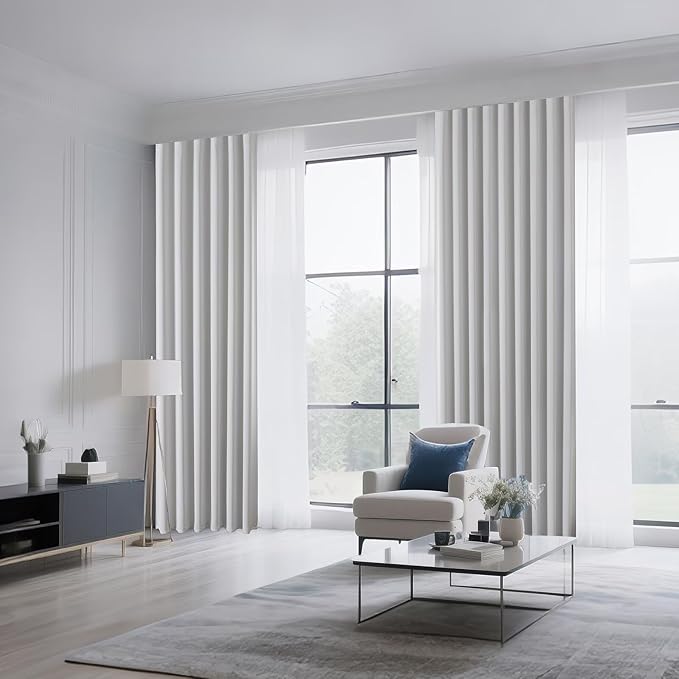 CUCRAF Grayish White Blackout Curtains 63 inch Length 2 Panels Set, Rod Pocket - Image 8