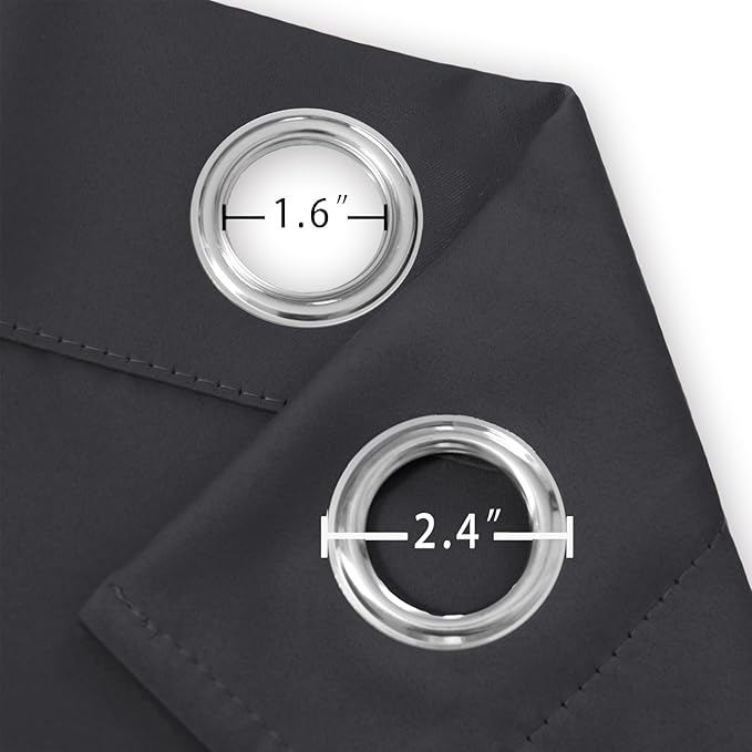 LEMOMO Dark Grey Blackout Curtains/38 x 54 Inch/Set of Two Panels Grommet - Image 5