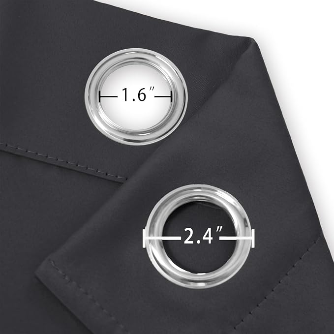 LEMOMO Dark Grey Thermal Blackout Curtains/52 x 95 Inch/Set of 2 Panels Room - Image 5
