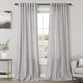 Grey Linen Back Tab Curtains 96 Inches Long 2 Panels Set by Nanspring