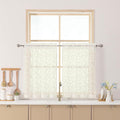 Chyhomenyc Ivory Sheer Curtains 30 Inch Length, Light Filtering Leaf Tufted by Chyhomenyc