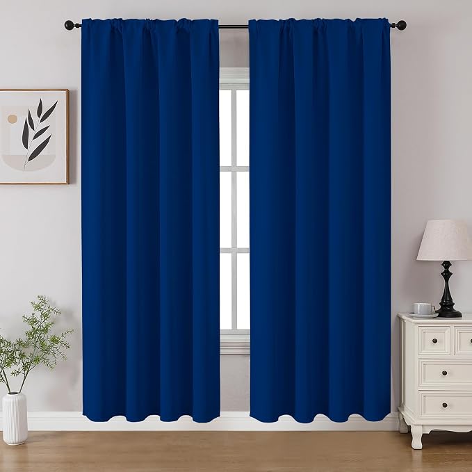 CUCRAF Royal Blue Blackout Curtains 72 inch Length 2 Panels Set, Rod Pocket by CUCRAF
