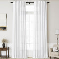 Linen White Curtains 145 inch Extra Long by Nanspring