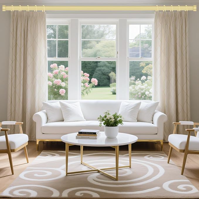 Gold Curtain Rods for Windows 36 to 176 Inch, Size:36-176 Inch - Image 2