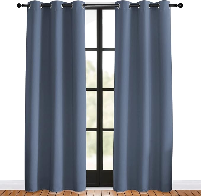 NICETOWN Blackout Curtains for Bedroom, Stone Blue, 42-inch Wide x 80-inch Long - Image 2