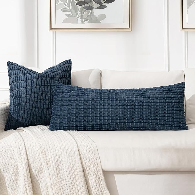 MIULEE Pack of 1 Blue Long Body Lumbar Decorative Throw Pillow Cover 14x36 Inch - Image 3
