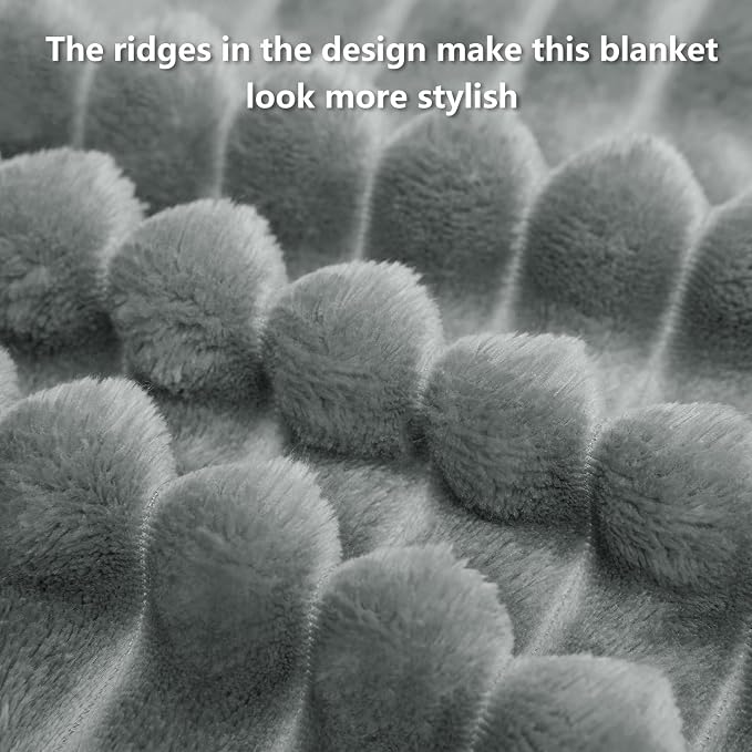HIMEET Grey Ribbed King Size Blanket - Image 8