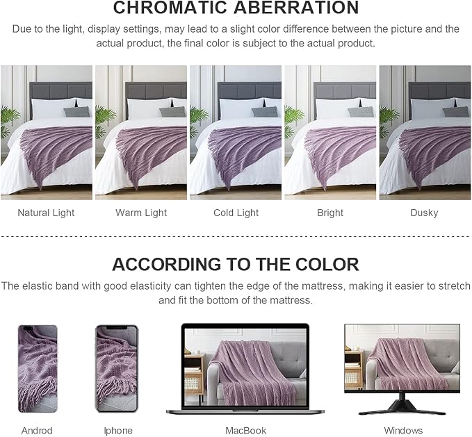 BOURINA Light Lavender Throw Blanket 50x60 Inches Throw Textured Solid Soft - Image 7