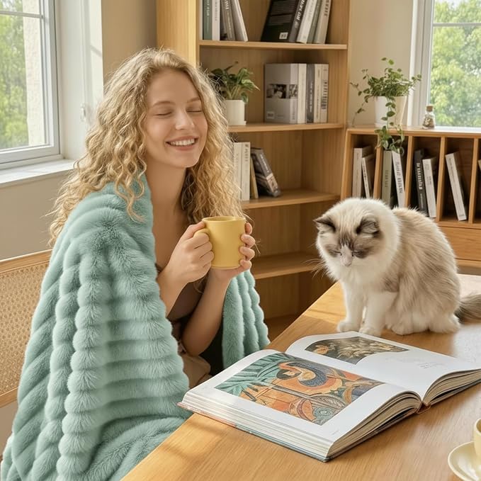 HIMEET Sage Green Ribbed Throw Blanket - Image 5