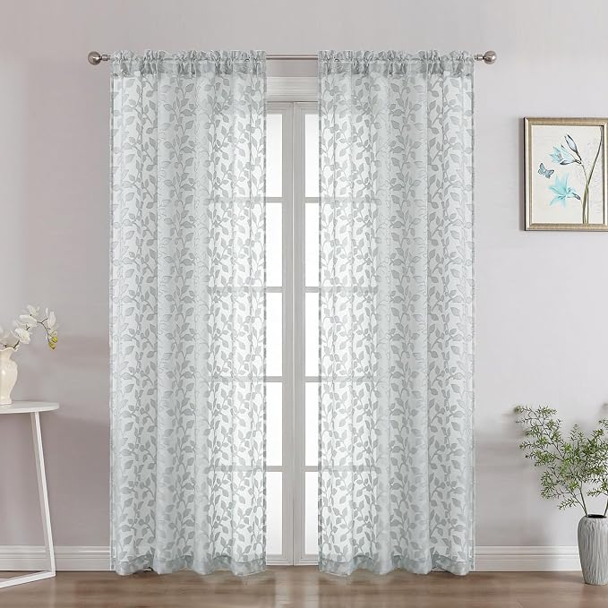Chyhomenyc Light Grey Sheer Curtains 72 Inches Long 2 Panels Set, Light by Chyhomenyc