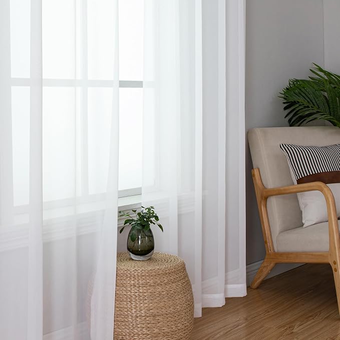 Aiyufeng Sheer Voile Window Treatment Rod Pocket Curtain Panels - Image 5