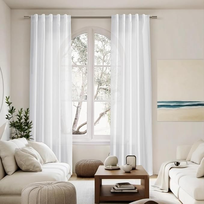 Nanspring 48 Inch Linen Curtains, 2 Panels - Image 6