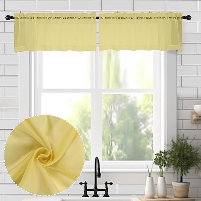 Chyhomenyc Mustard Yellow Sheer Valances by Chyhomenyc