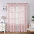 Lecloud Leia Blush Pink Sheer Curtains 84 Inches Long 2 Panels, Airy Leaf by Lecloud