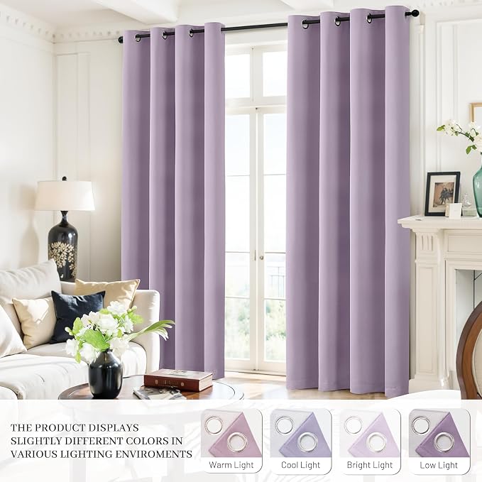 Yakamok Lilac 100% Blackout Curtains 84 Inches Long - Image 8