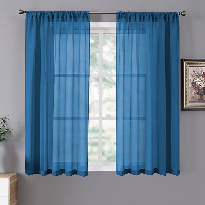 Tollpiz Sheer Curtains Linen Textured Bedroom Curtain Sheers Light Filtering by Tollpiz