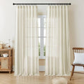 Joydeco Linen Curtains 96 Inch Length 2 Panel Sets, Light Filtering Curtains by JOYDECO