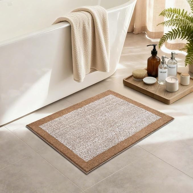 Bathroom Rugs 24x17 Non Slip Washable, Coffee Bath Mat - Image 3