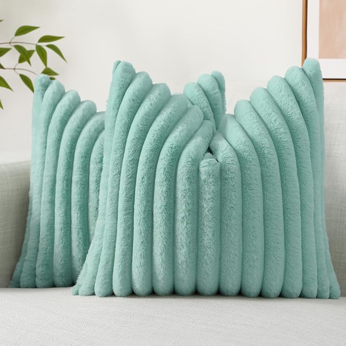 decorUhome Summer Cozy Faux Fur Throw Pillow Covers 26x26 Set of 2 Decorative by decorUhome