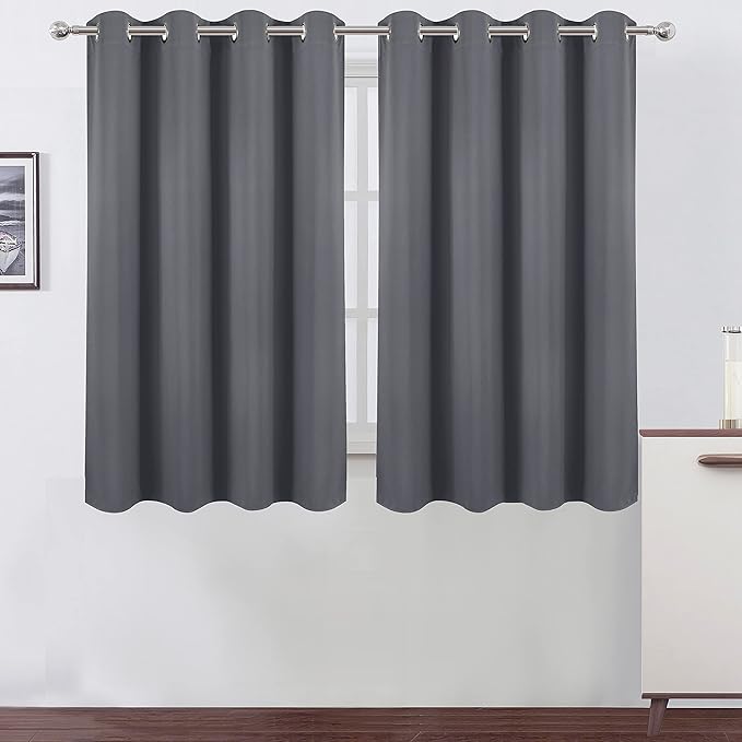 LEMOMO Grey Thermal Blackout Curtains/52 x 54 Inch/Set of 2 Panels Room by Lemomo