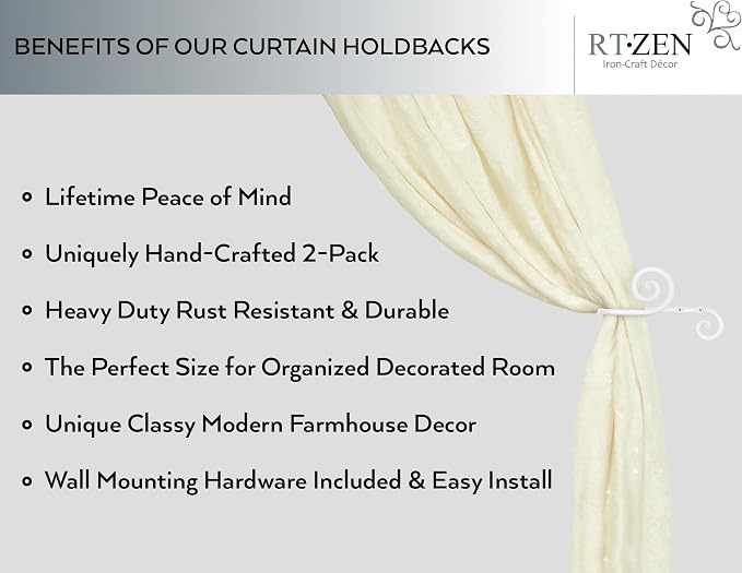 RTZEN Decorative Metal Curtain Tiebacks - Image 2